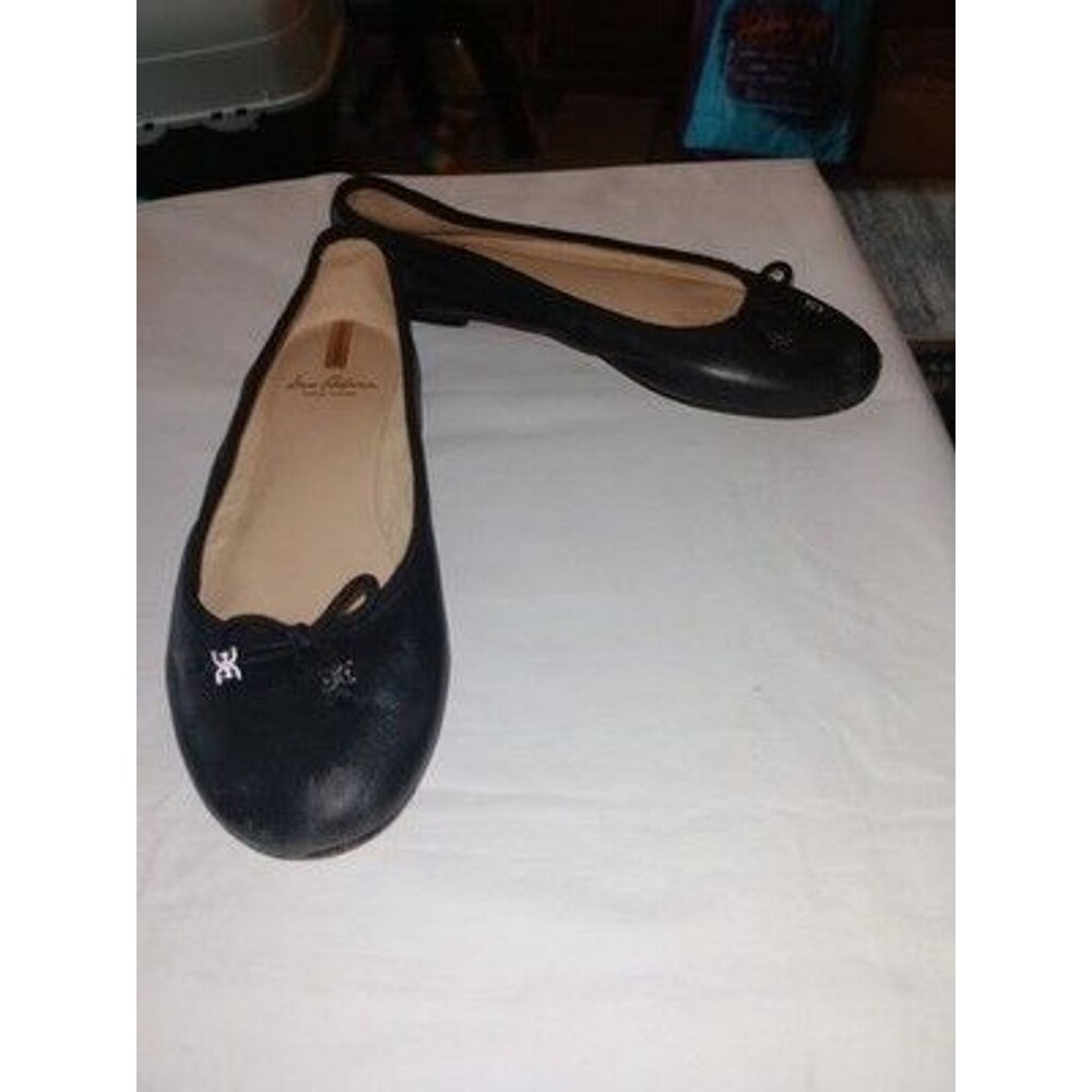 SAM EDELMAN Ballet Flat "Flora" Soft Leather Structured Back Bow Charms 6 AS IS